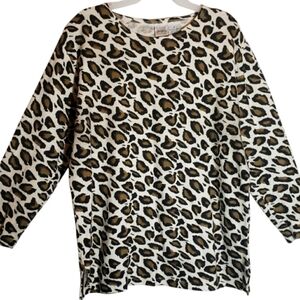 Jason med leopard print long sleeves oversized pullover sweatshirt. 6089